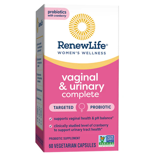 RenewLife Ultimate Flora Vaginal & Urinary Complete | 30 Day Supply | Plus Probiotic and Cranberry | 60 Delayed Release Capsules; Exp 05/2025