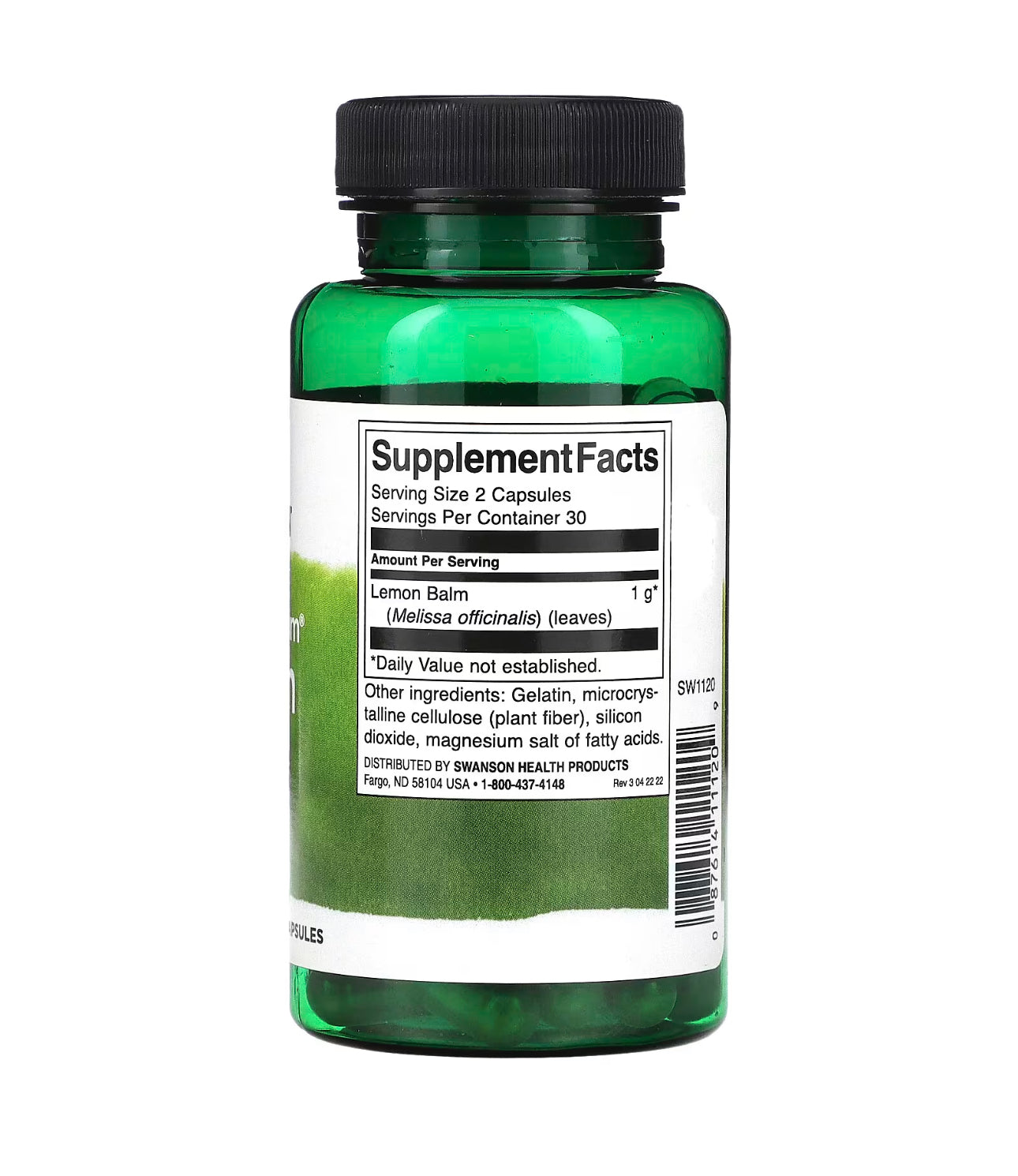 Swanson Full Spectrum Lemon Balm 500mg (Melissa) | Supports Relaxation & Sleep | 60 Capsules; Exp 06/2027