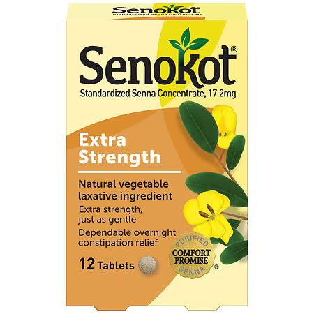 Senokot Extra Strength Constipation Relief | Senna Plant, A Natural Vegetable Laxative Ingredient | Senna Concentrate 17.2mg | 12 Tablets; Exp 06/2027