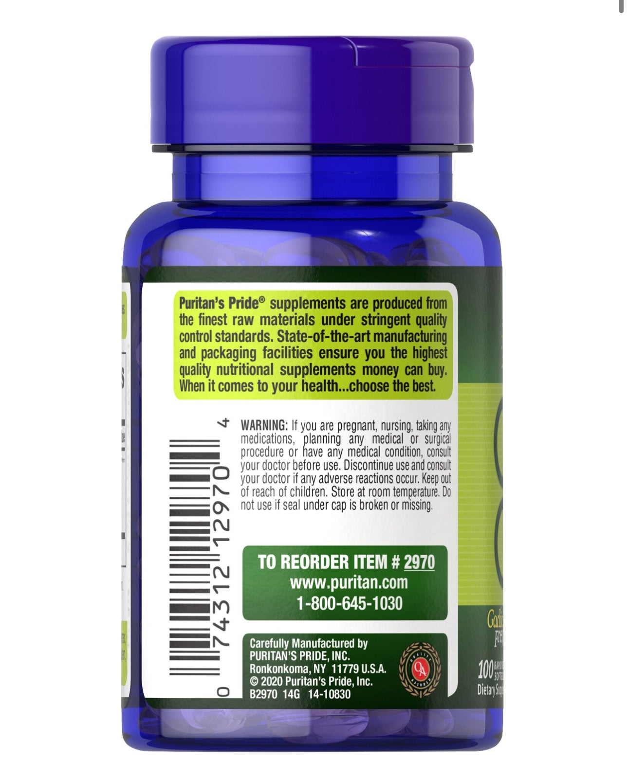 Puritan’s Pride Garlic Oil 1000mg | For Maintenance of Healthy Blood Flow & Promotes Healthy Circulation | 100 Rapid Release Softgels; Exp 02/2029