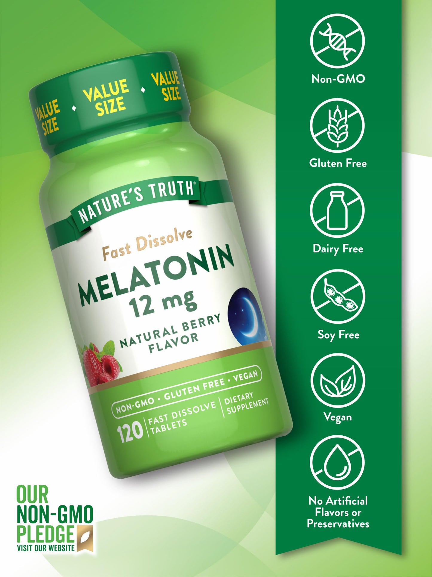 Nature's Truth Melatonin 12mg | Chewable Sleep Aid | Natural Berry Flavor | 120 Fast Dissolve Tablets; Exp 02/2027