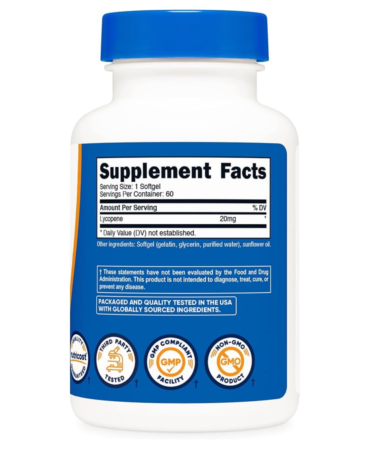 Nutricost Lycopene 20mg | Free Radical Scavenger | Protects Vascular & Prostate Health | 60 Softgels; Exp 05/2027