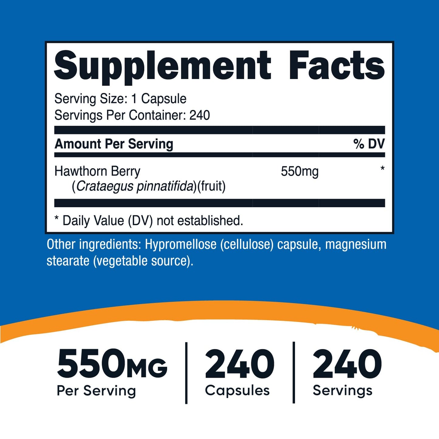 Nutricost Hawthorn Berry 550mg | Helps Maintain Optimal Blood Pressure & Circulation | Free Radical Scavenger | 240 Capsules; Exp 07/2027