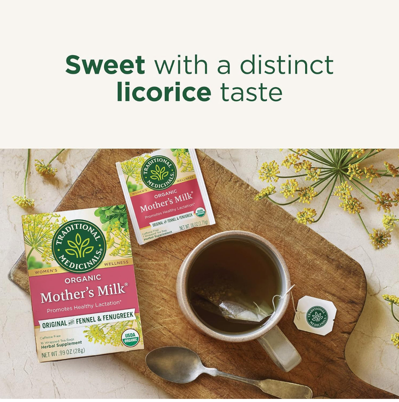 Traditional Medicinals Organic Mother's Milk | Fenugreek, Coriander, Anise, Bitter Fennel, Blessed Thistle, Spearmint |  Promotes Healthy Lactation | Breastfeeding Support | 16 Tea Bags; Exp 03/2027 ❗️Squeezed-Check Last Picture