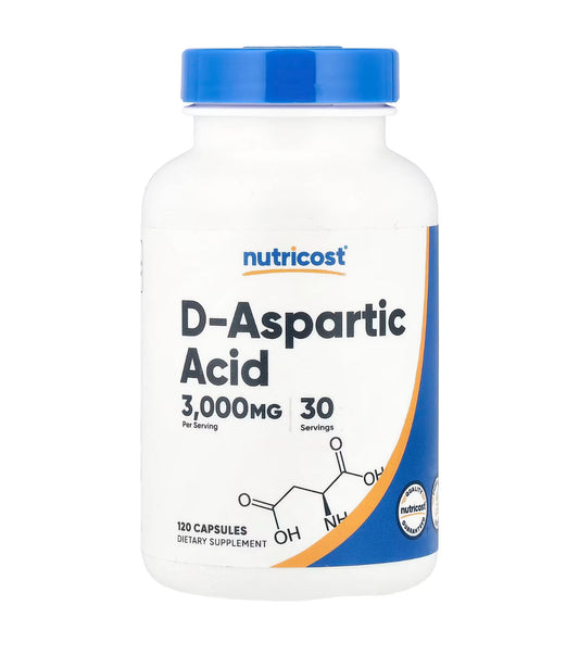 Nutricost D-Aspartic Acid 3000mg | 750mg per Capsule | Testosterone Booster for Men | Muscle Builder for Men | 120 Capsules; Exp 08/2027