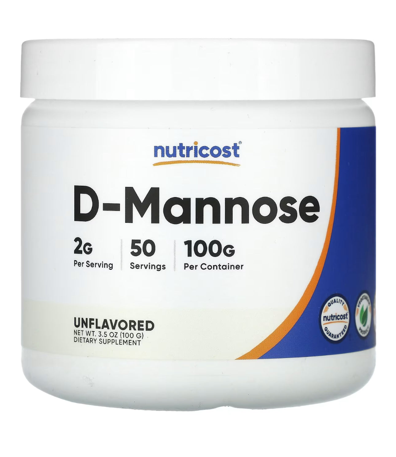 Nutricost Pure D-Mannose Powder, 2000mg Per Serving | Supports Bladder & Urinary Tract Health | Cleanses the Bladder | For Men and Women | Unflavored ~ 100g/3.6oz; Exp 07/2027