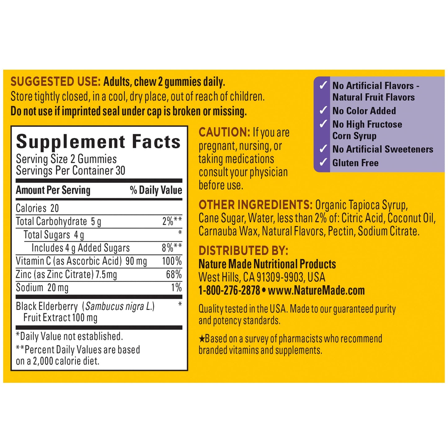Nature Made Elderberry with Vitamin C and Zinc | 30 Day Supply | Boosts Immune Function | 60 Gummies; Exp 11/2025