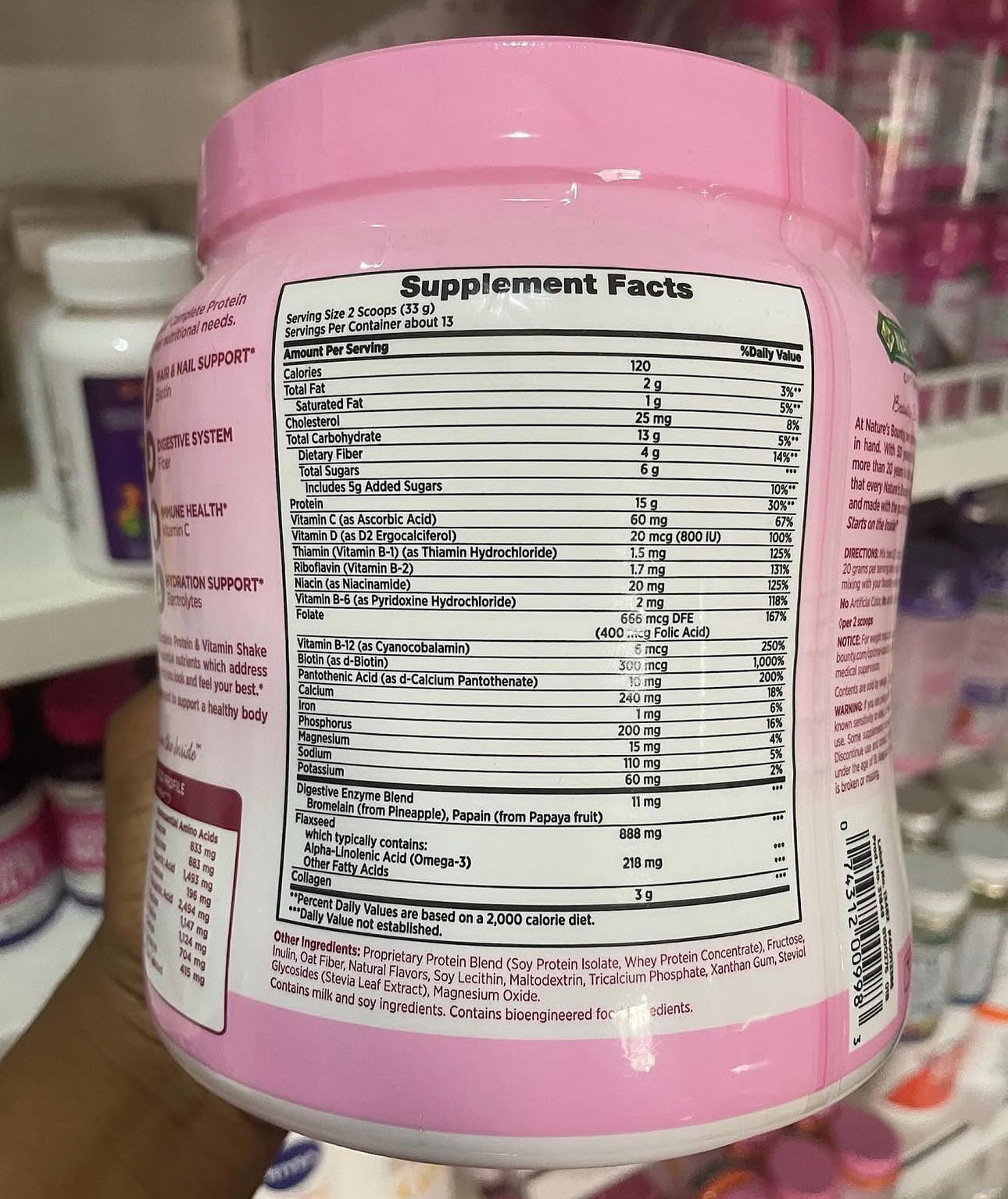 Natures Bounty Complete Protein & Vitamin Shake | Maintains Healthy Skin | Supports Energy Metabolism, Muscle & Bone Health | 16oz/453g; Exp 09/2025