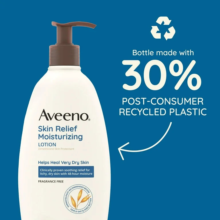 Aveeno Skin Relief Moisturizing Body Lotion | Helps Heal Very Dry Skin | Soothing Relief for Itchy Dry Skin | Fragrance Free ~ 33fl.oz/975ml