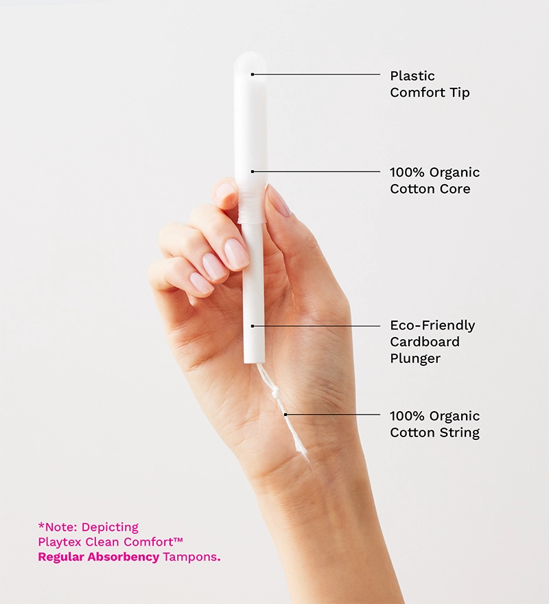 Playtex Clean Comfort Organic Cotton Core Tampons Multipack (14 Regular / 14 Super Absorbency) | Fragrance-Free | 28 Tampons