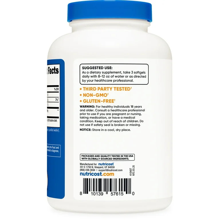 Nutricost Pumpkin Seed Oil 3000 mg | Supports Prostate & Urinary Health | Nourishment for Skin & Hair | 180 Softgels; Exp 07/2028