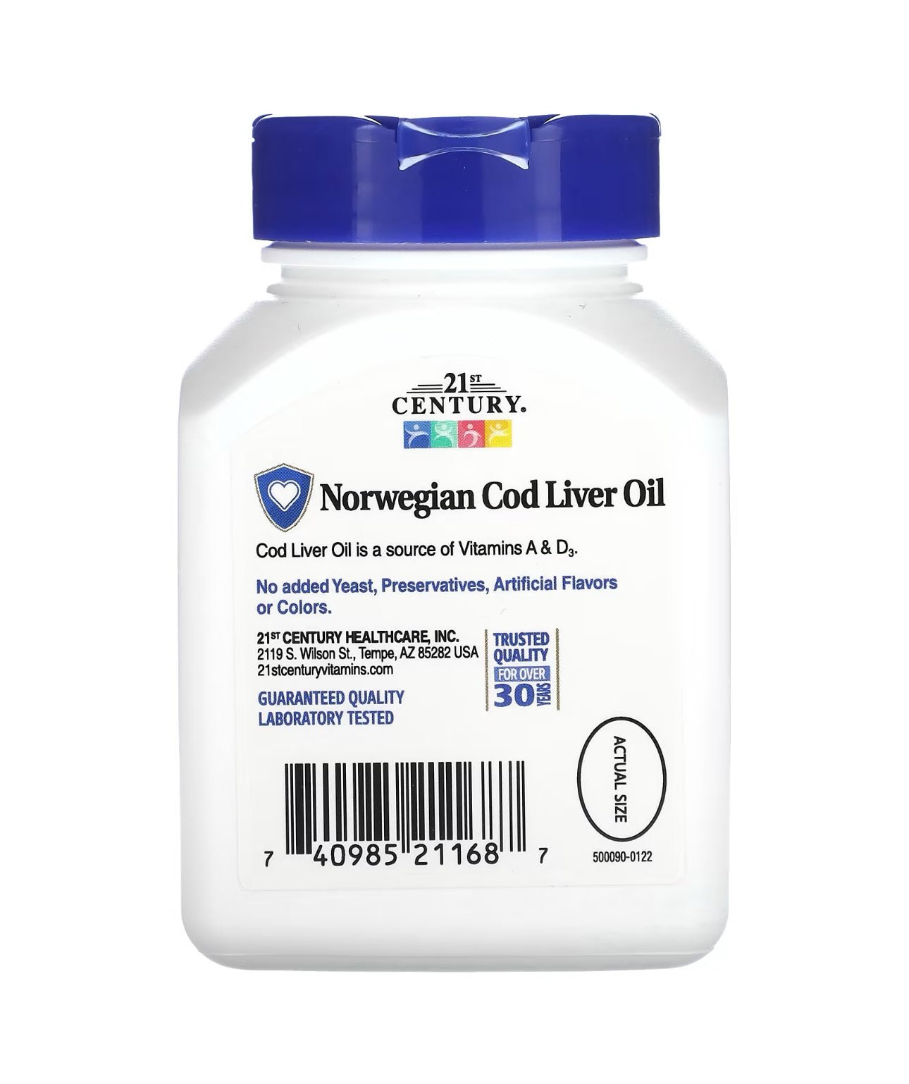 21st Century Norwegian Cod Liver Oil 400 mg - 110 Softgels Exp 11/2026 - Ome's Beauty Mart