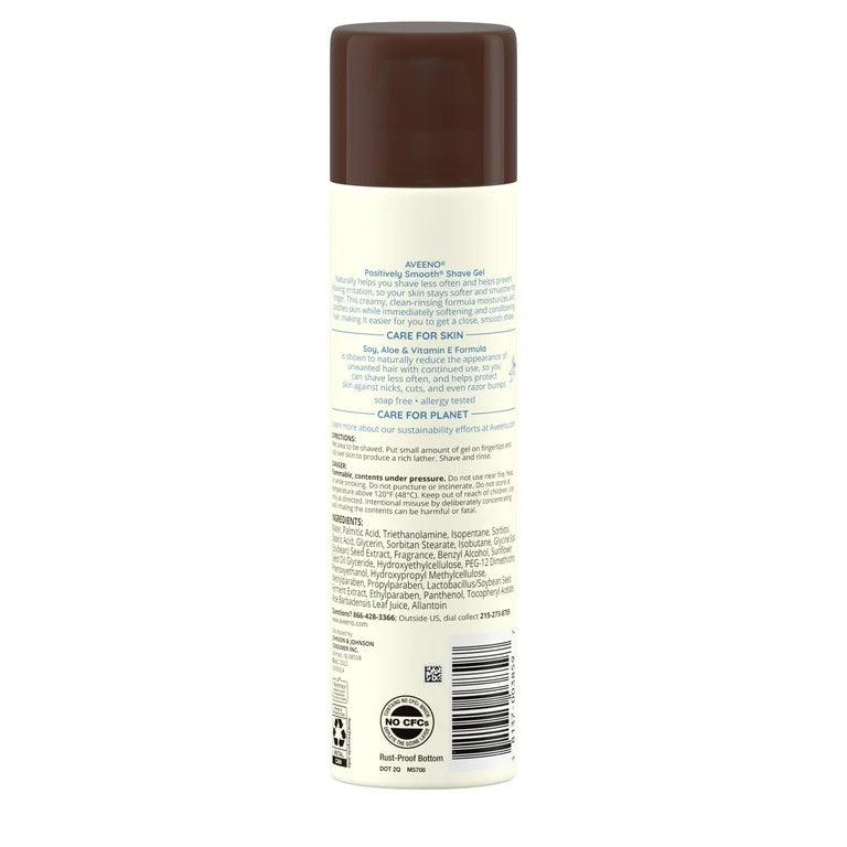 Aveeno Positively Smooth Shaving Gel with Aloe | Shave Cream for Men and Women | Lightly Scented, 7oz/198g
