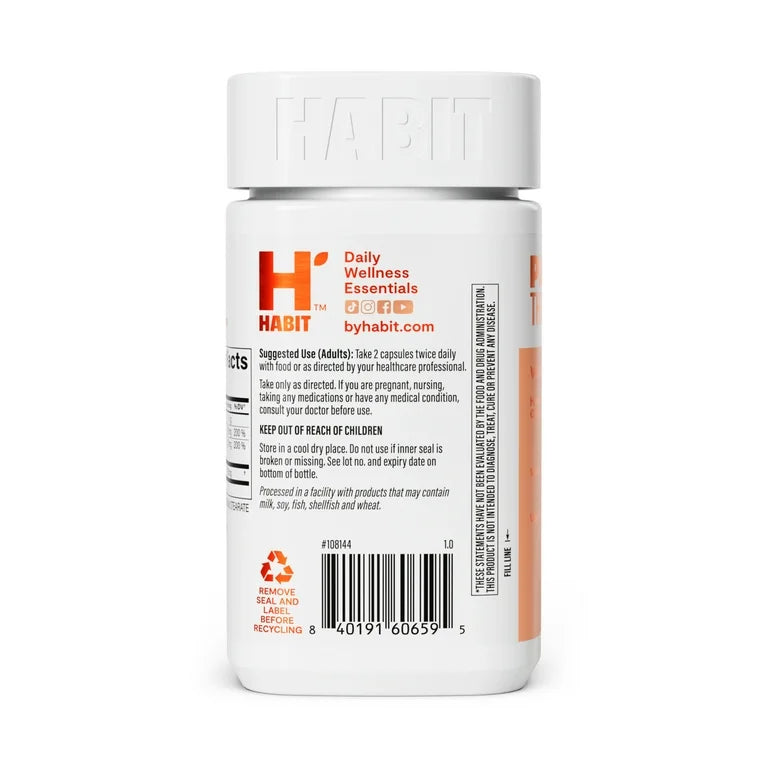 HABIT Collagen | Types 1 & 3 Collagen Peptides, Vitamin C & E | For Clear and Even Skin Tone | 60 Capsules; Exp 04/2027