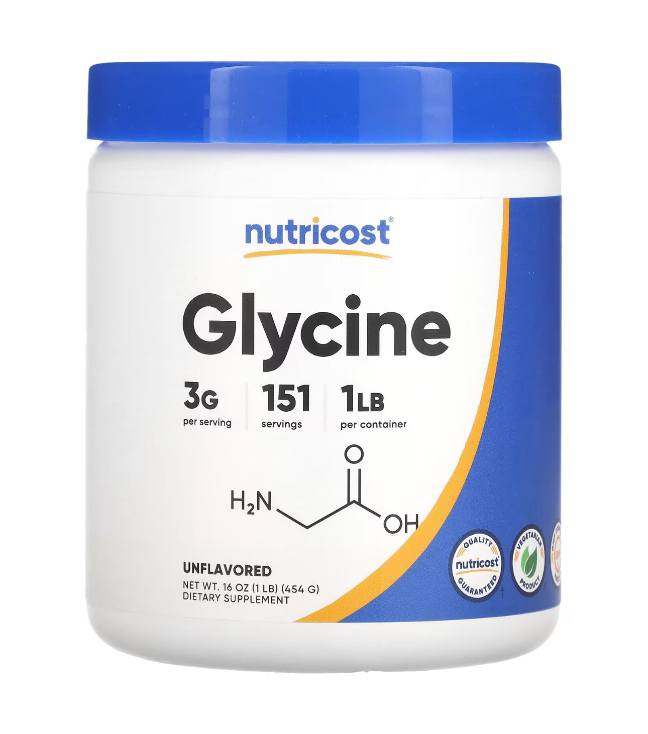 Nutricost L-Glycine 3000mg | 151 Servings | Promotes Restful Sleep | Neurotransmitter & Nervous System Support | 454g; Exp 11/2026