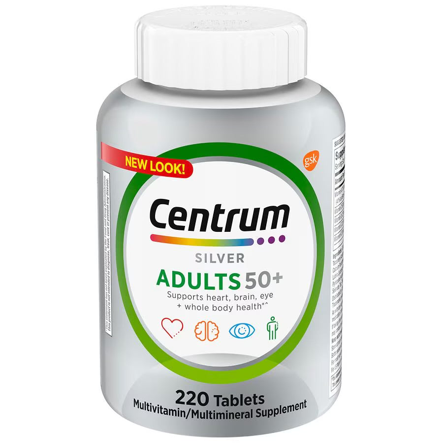 Centrum Silver Adult 50+ | Multivitamin & Multimineral Supplements | For Men & Women Aged 50 & Above | 220 Tablets; Exp 03/2026