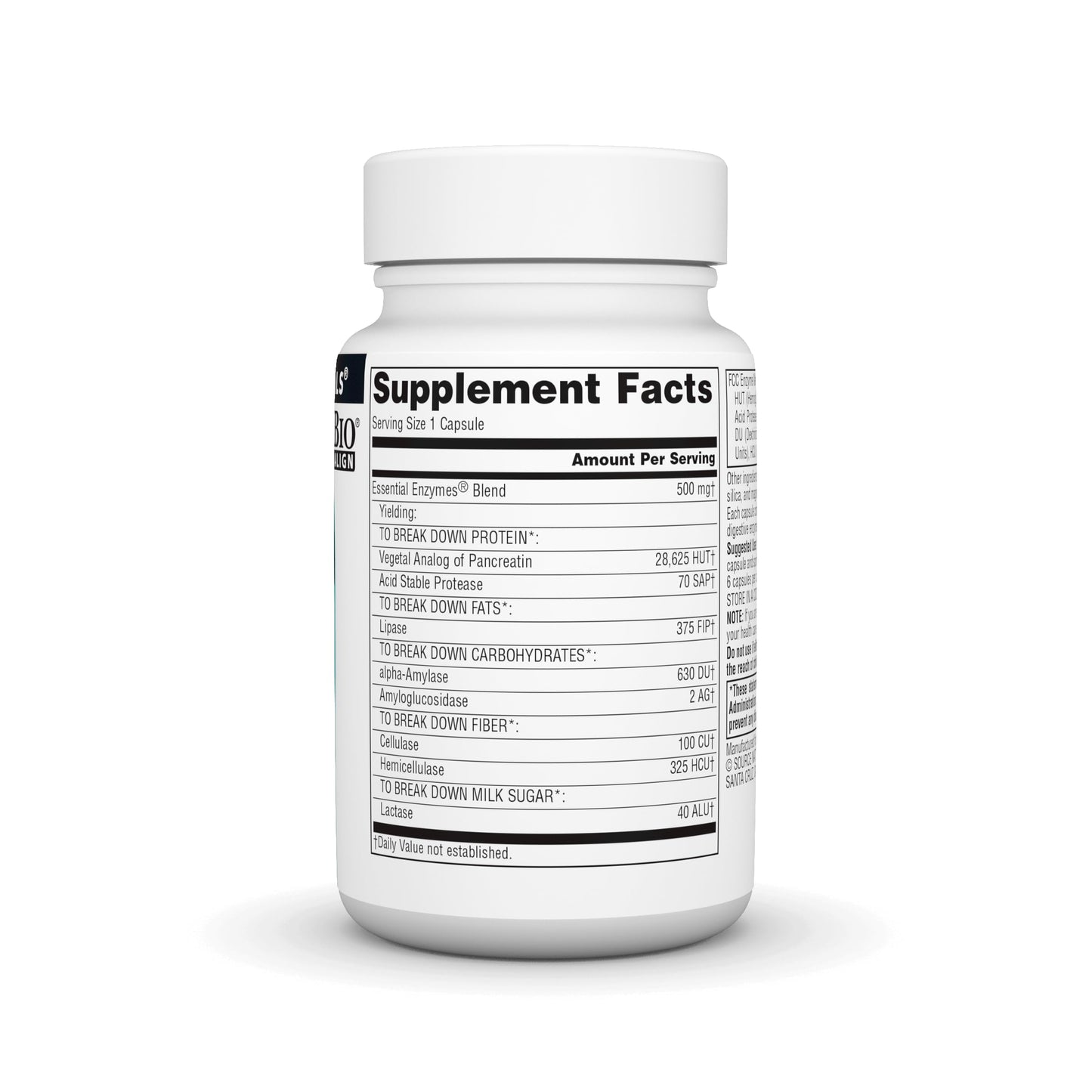 Source Naturals Daily Essential Enzymes | Bio-Aligned Multiple Enzyme Supplement | Lipase, α-Amylase, Protease, Pancreatin, Amyloglucosidase, Lactase, Cellulase | Gas, Constipation & Bloating Relief | Digestive Aid | 60 Capsules; Exp 12/2028