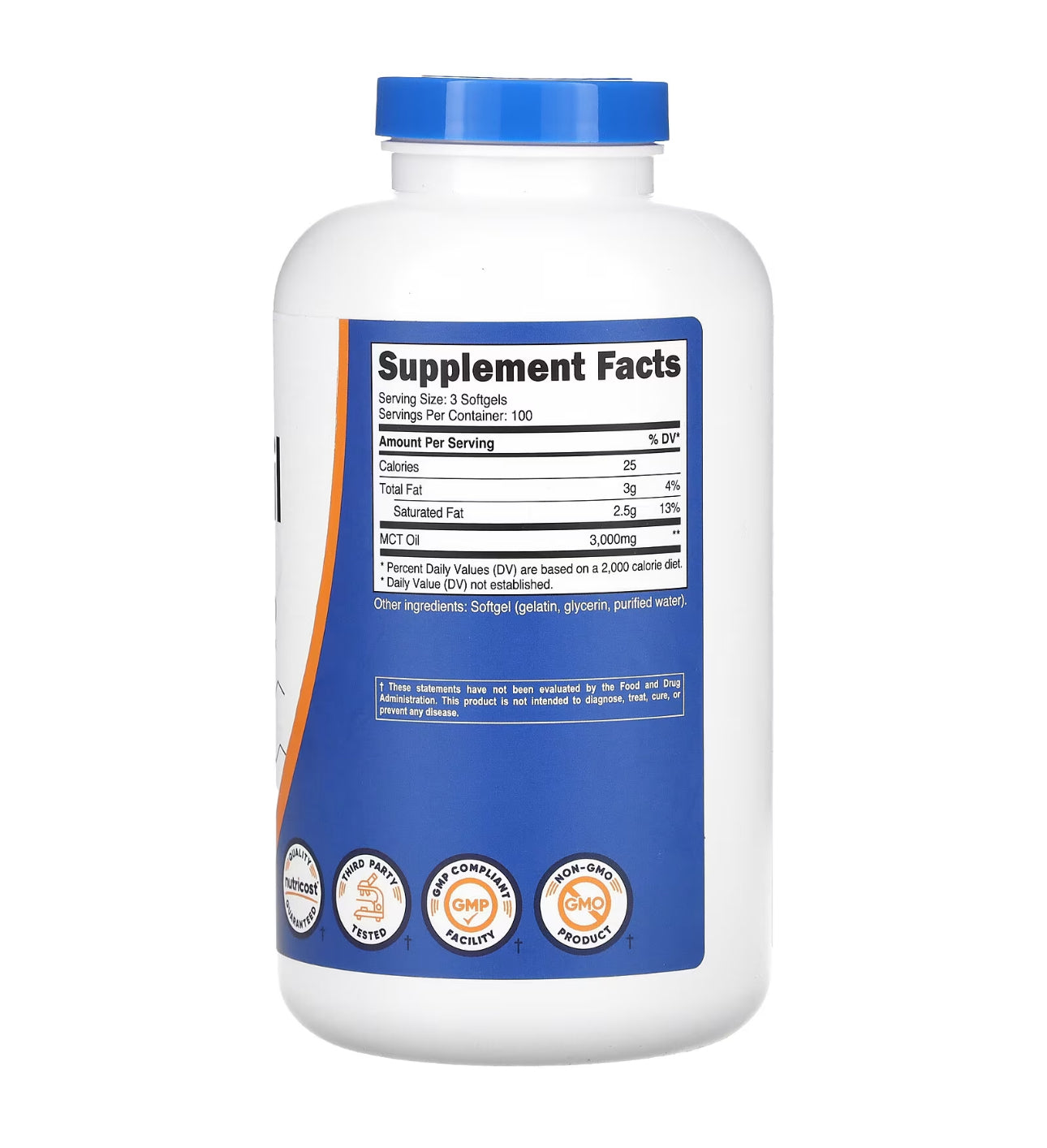 Nutricost MCT Oil 3000mg (Medium Chain Triglycerides) | 1000mg per Softgel | Fat Burning | Weight Loss | Keto Friendly | 100 Servings | 300 Softgels Exp 10/2027