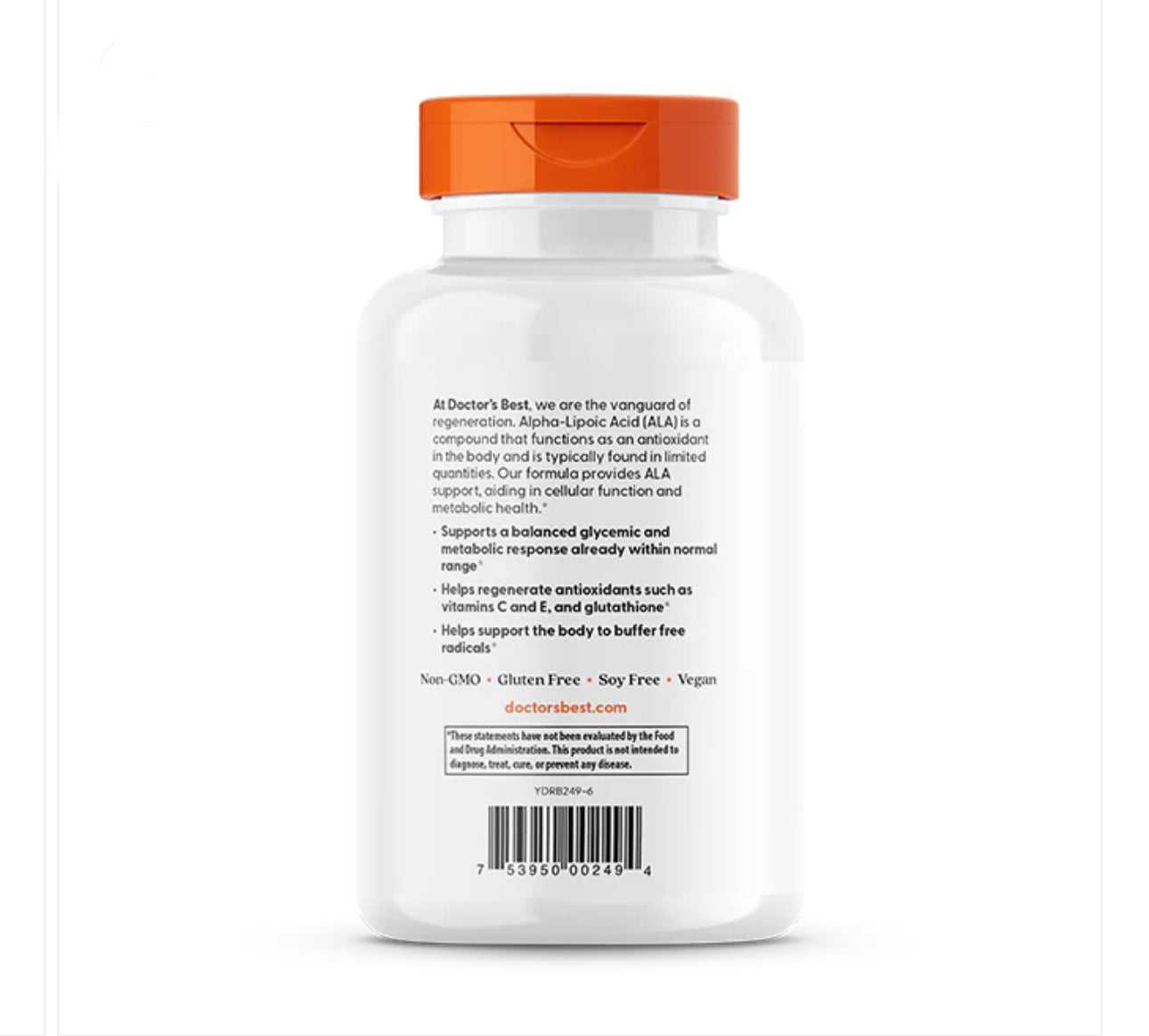 Doctor's Best Alpha-Lipoic Acid 600 | Supports Antioxidant Function & Glycemic Balance | Helps Regenerate Antioxidants | 60 Capsules; Exp 01/2027