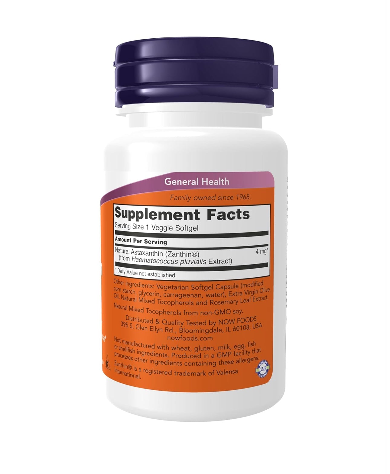 NOW Astaxanthin 4 mg (features Zanthin®) | Supports Overall Eye Health and Promotes a Healthy Nervous System | 60 Softgels; Exp 02/2028
