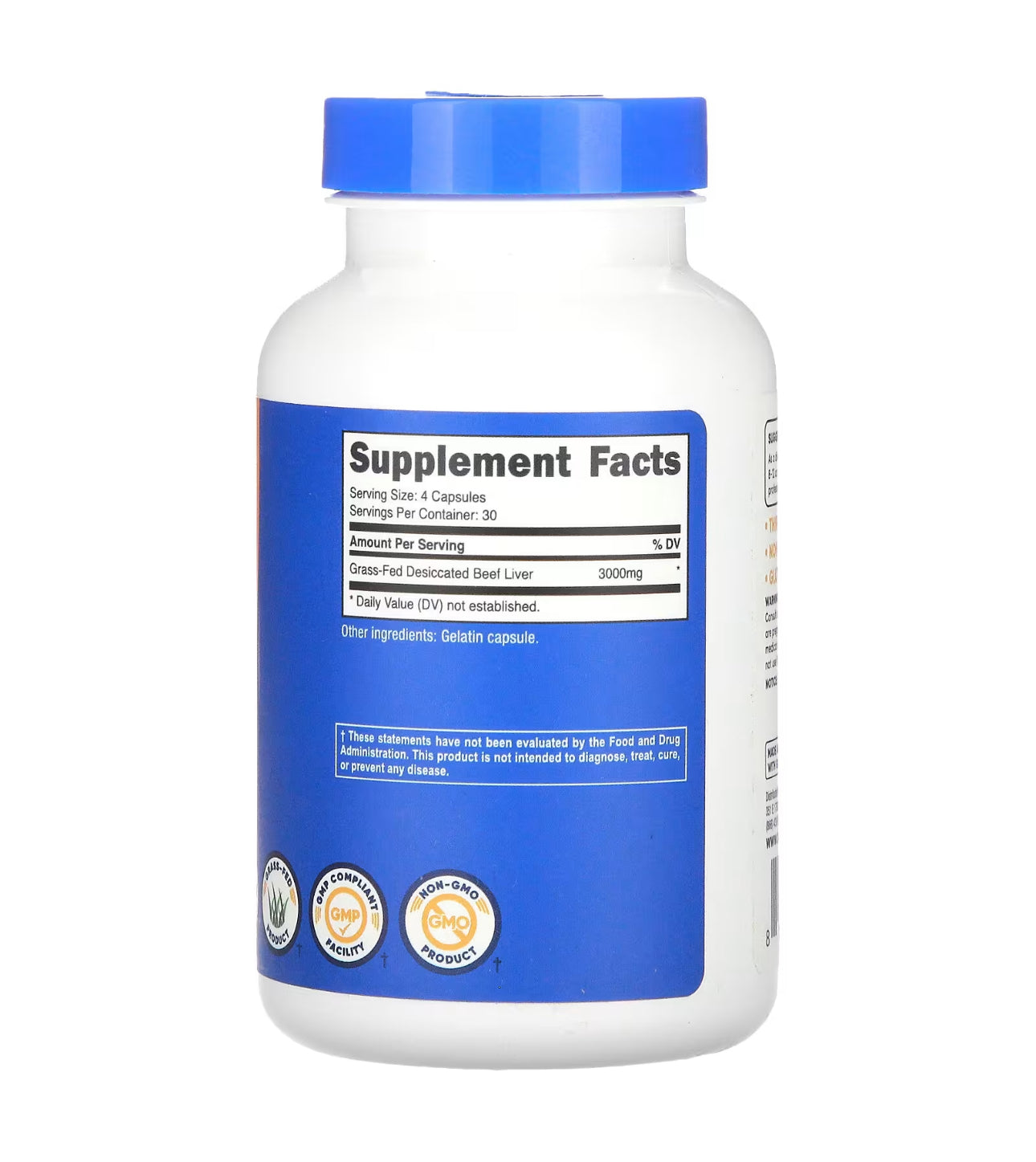 Nutricost Desiccated Beef Liver Capsules 3000mg (750mg Per Cap) | 100% Pure Defatted | Natural Source of Iron & Vitamin B 12 | No Hormones, Pasture-Raised, Free-Range Grass Fed Beef | 120 Capsules; Exp 11/2027