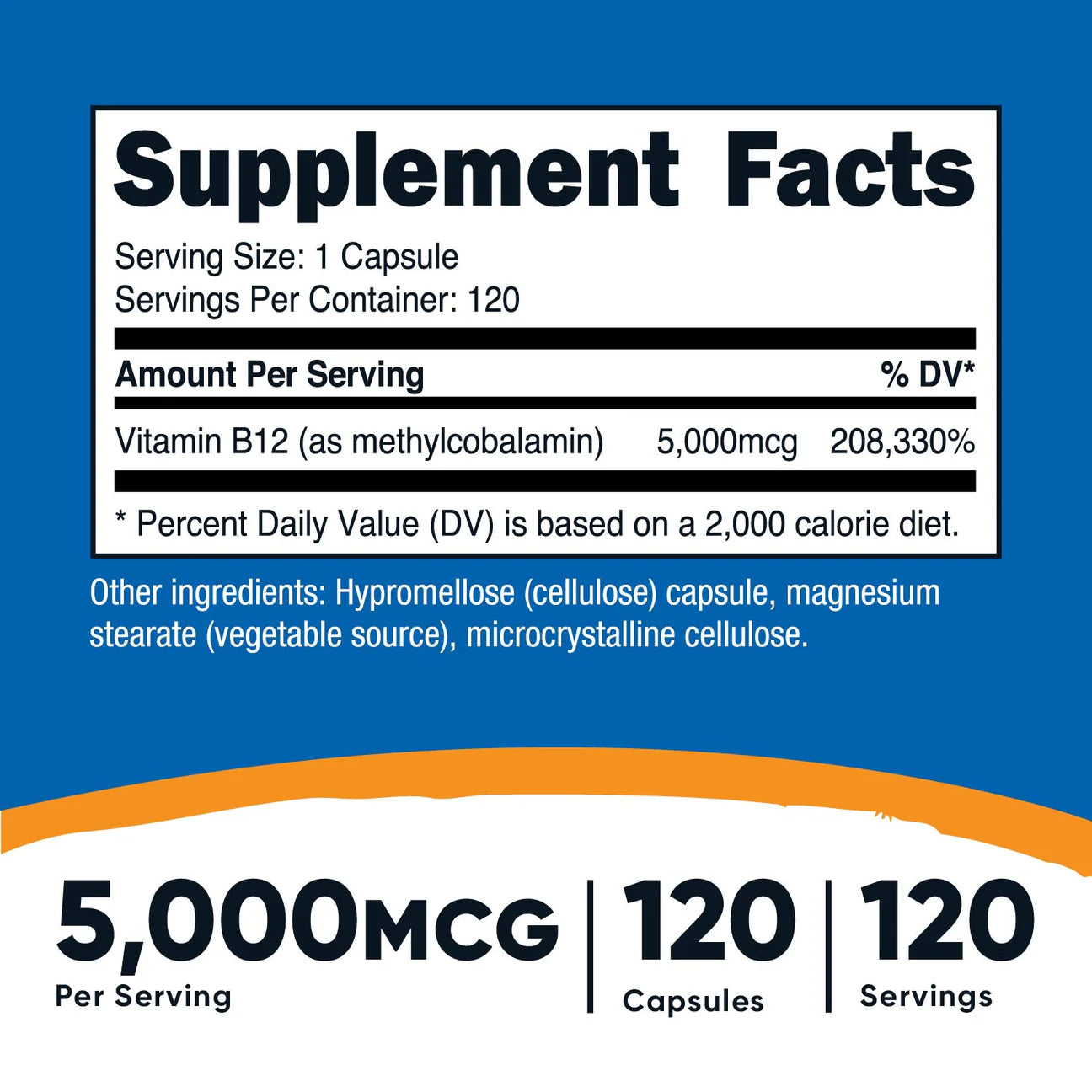 Nutricost Vitamin B12 (Methylcobalamin) 5000mcg | 120 Day Supply | Improves Mood | Supports Healthy Skin and Nails | 120 Capsules; Exp 08/2027