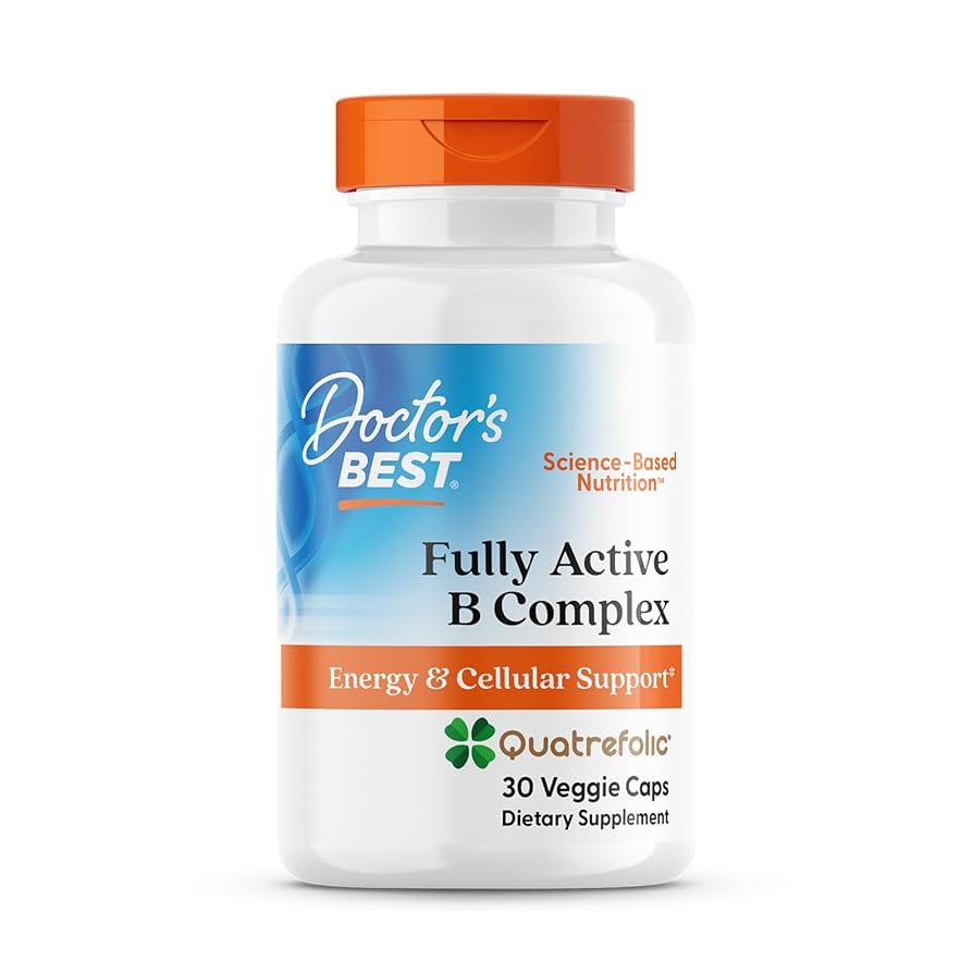 Doctor’s Best Fully Active B Complex | With MTHF 400mcg, P-5-P 50mg, Methylcobalamin (B12) 1000mcg | Optimal Support for Energy Production, Cellular Health & Overall Well-Being | 30 Veggie Caps; Exp 05/2027 (New Look)