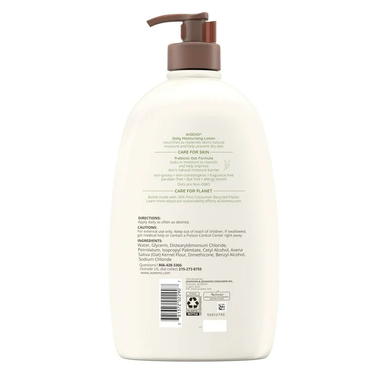 Aveeno Daily Moisturizing Body Lotion | Fragrance Free | Intensely Nourishes Dry Skin | 33 fl.oz/975ml
