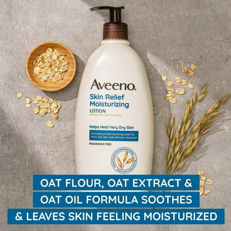 Aveeno Skin Relief Moisturizing Body Lotion | Helps Heal Very Dry Skin | Soothing Relief for Itchy Dry Skin | Fragrance Free ~ 33fl.oz/975ml