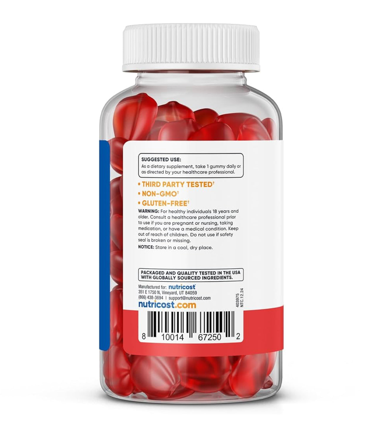 Nutricost Apple Cider Vinegar 500mg with Vitamin B12, Folate, Beet Root Powder & Pomegranate Juice Powder | 60 Servings | Improves Digestion, Gut Health and Controls Appetite | Apple Flavored ACV | 60 Gummies; Exp 10/2027
