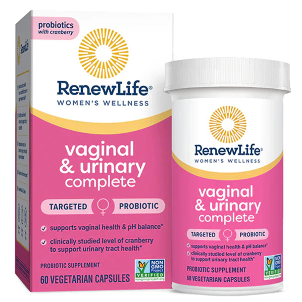 RenewLife Ultimate Flora Vaginal & Urinary Complete | 30 Day Supply | Plus Probiotic and Cranberry | 60 Delayed Release Capsules; Exp 05/2025