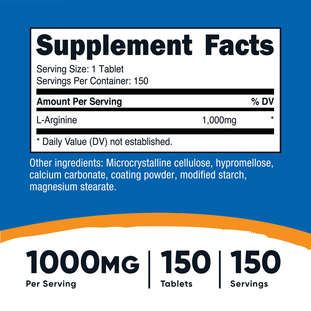 Nutricost L-Arginine 1000mg | 150 Servings | Energy & Cardiovascular Support | 150 Tablets Exp 08/2027