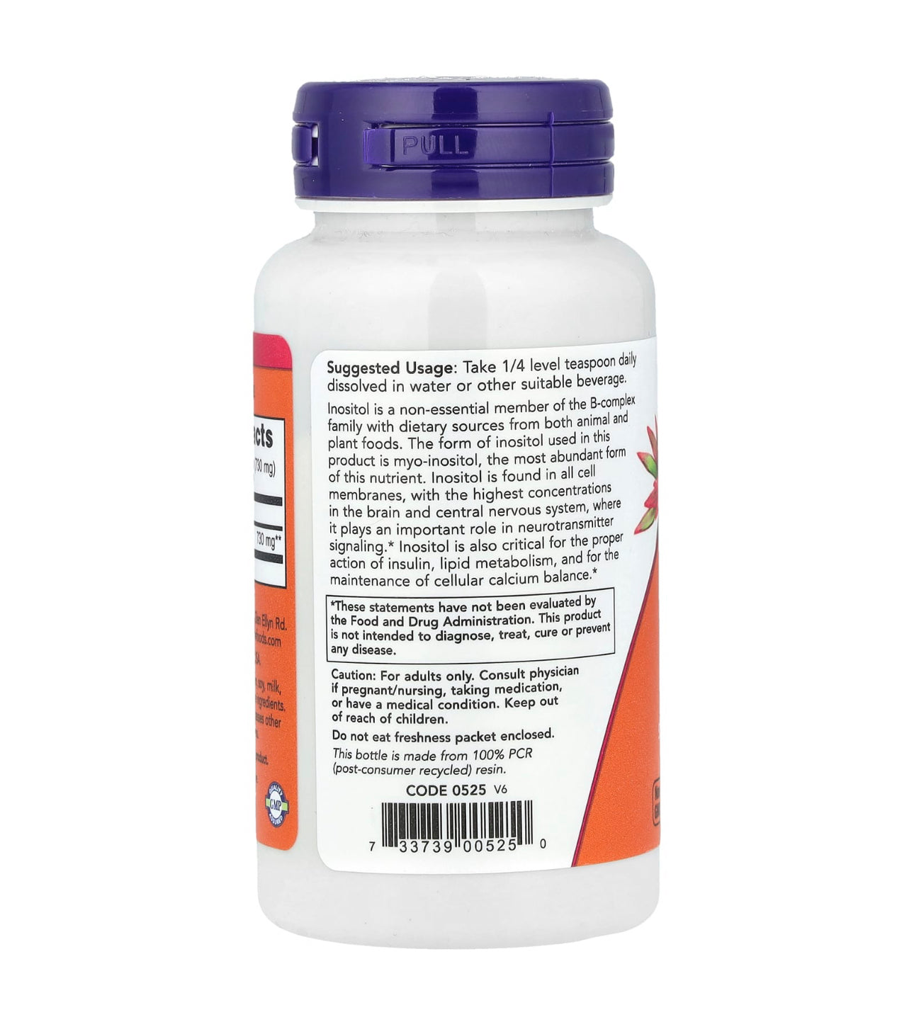 NOW Pure Inositol Powder | 730mg Myo-Inositol Per Serving | 78 Servings | Supports Healthy Membrane Function & Neurotransmitter Signaling | Cellular Health | 2oz/57g; Exp 08/2028