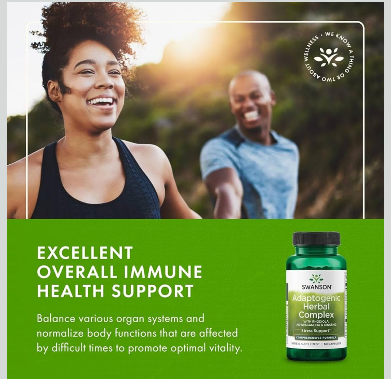 Swanson Adaptogenic Herbal Complex | with Rhodiola, Ashwagandha & Ginseng | Stress Support | Supports Energy & Overall
Immune Function | 60 Capsule; Exp 04/2028