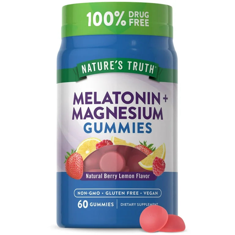 Nature's Truth Melatonin (10mg) with Magnesium (200mg) Gummies | Berry Lemon Flavor, 60 Gummies; Exp 05/2026