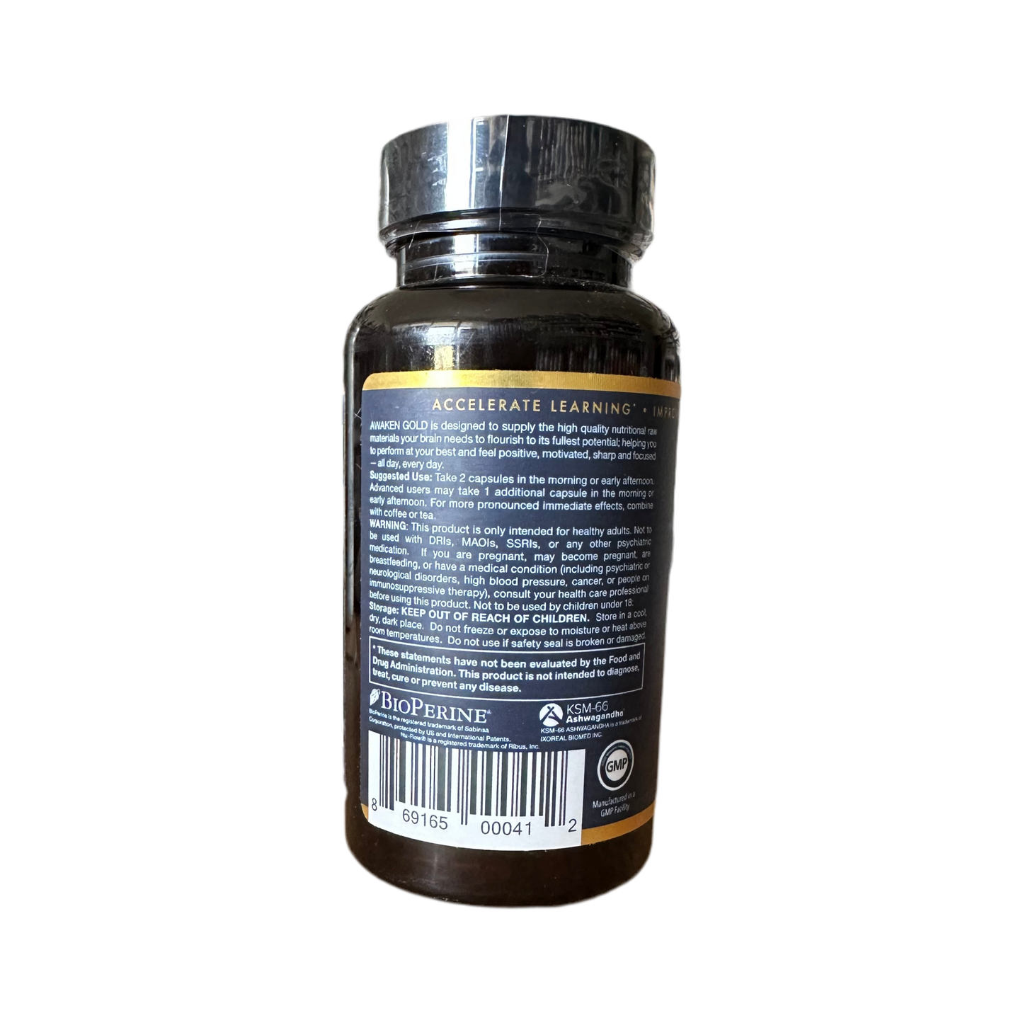 Awaken Gold Premium Nootropic | Advanced Brain Nutrition | Improve Memory & Learning | Enhance Focus & Clarity | Intensify Drive | 11 Premium Ingredients | 24 Capsules; Exp 06/2026