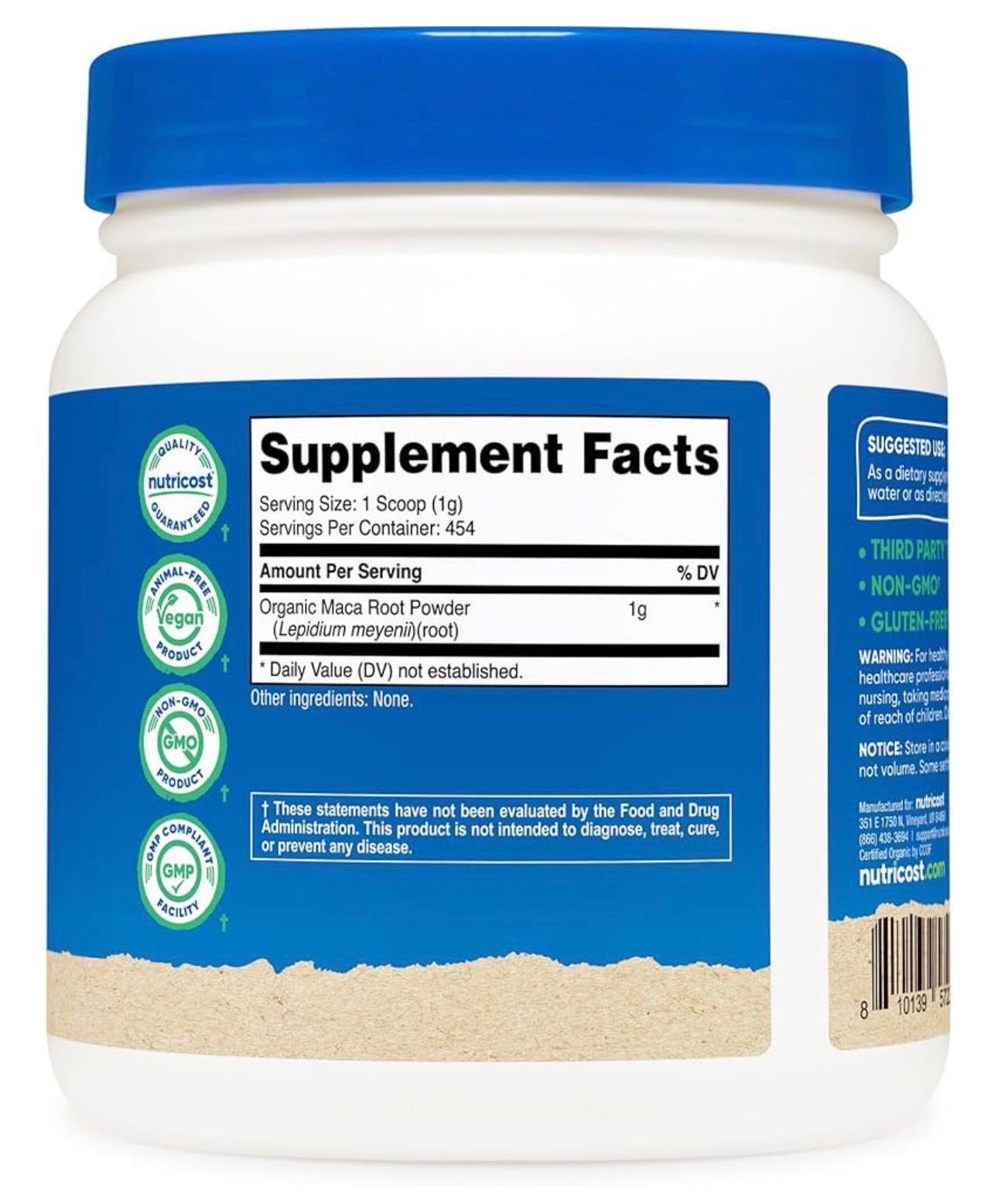 Nutricost Pure Maca Powder 1000mg | 454 Servings | Sexual & Reproductive Health | Supports Fertility | 1lb/454g; Exp 06/2028