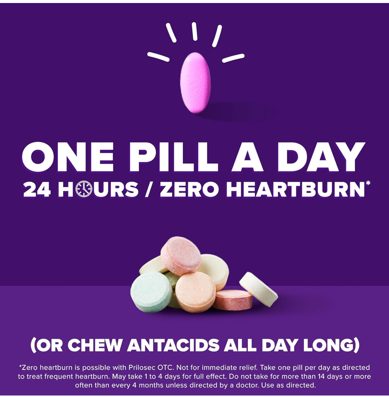 Prilosec OTC, Omeprazole Delayed Release 20mg, Acid Reducer | Treats Frequent Heartburn for 24 Hour Relief, All Day, All Night | 42 Tablets; Exp 01/2026