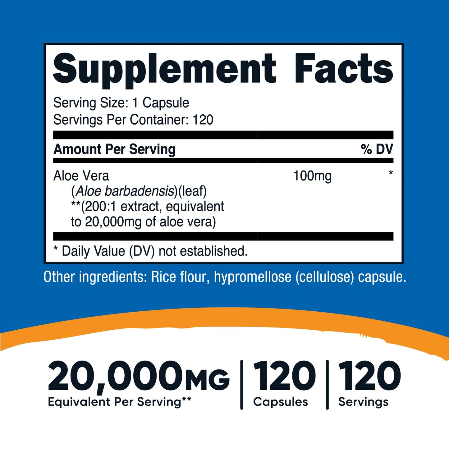 Nutricost Aloe Vera 20,000mg | 120 Servings | Supports Digestive Health
| Supports the Body's Healing Process | 120 Capsules; Exp 11/2027