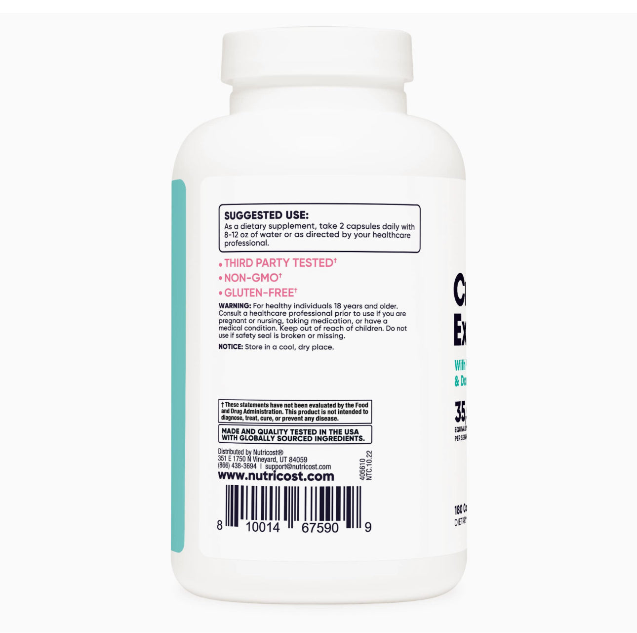 Nutricost's Cranberry Extract for Women 35,000mg | with Vitamin C, Uva Ursi & Dandelion Root Extract | 180 Capsules; Exp 09/2027