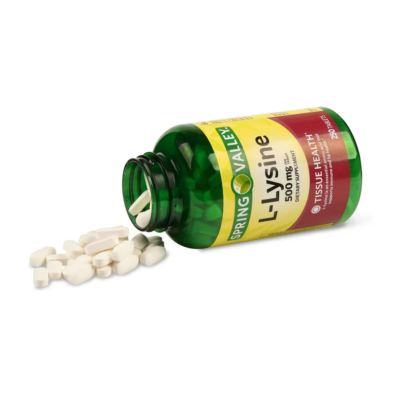 Spring Valley L-Lysine 500mg | Supports Immune System and Lip Health | 250 Tablets; Exp 05/2027