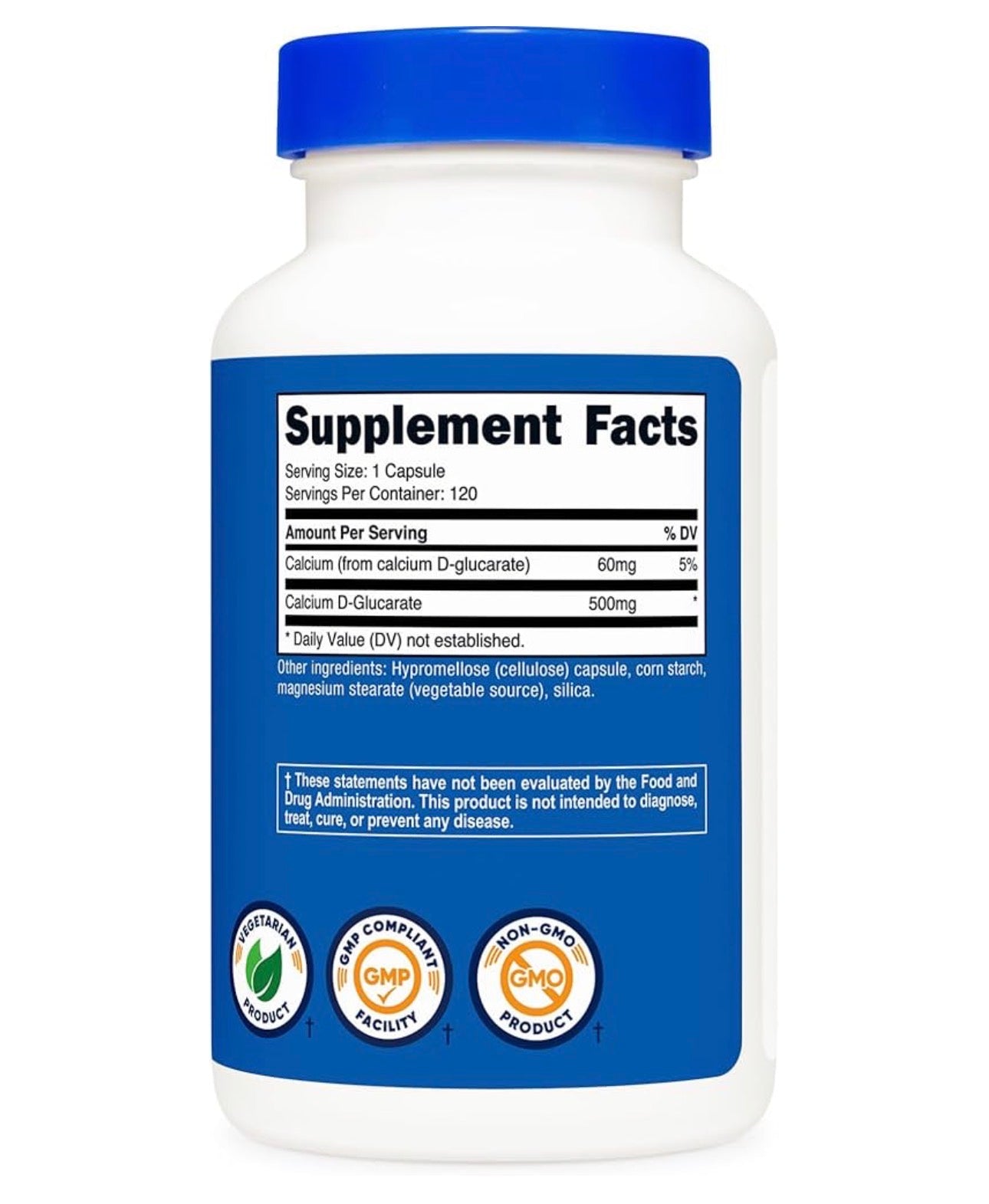 Nutricost Calcium D-Glucarate 500mg | Promotes a Healthy Inflammatory Response | Provides Healthy Detoxification Support 120 Capsules; Exp 08/2028