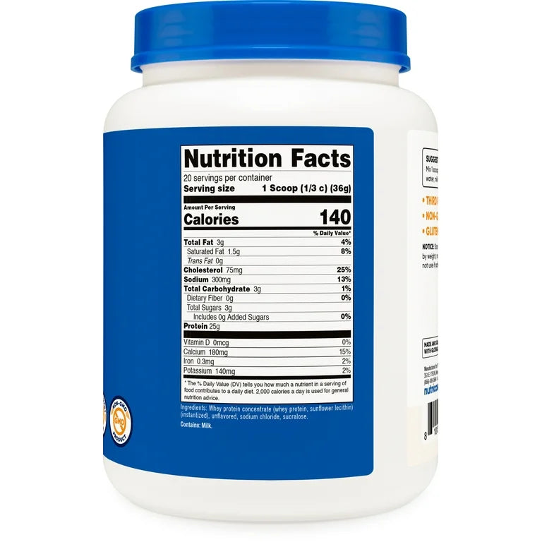 Nutricost Whey Protein Concentrate Powder | 25 Grams of Protein Powder per Serving | Unflavored ~ 1.5lb/680g; Exp 10/2028