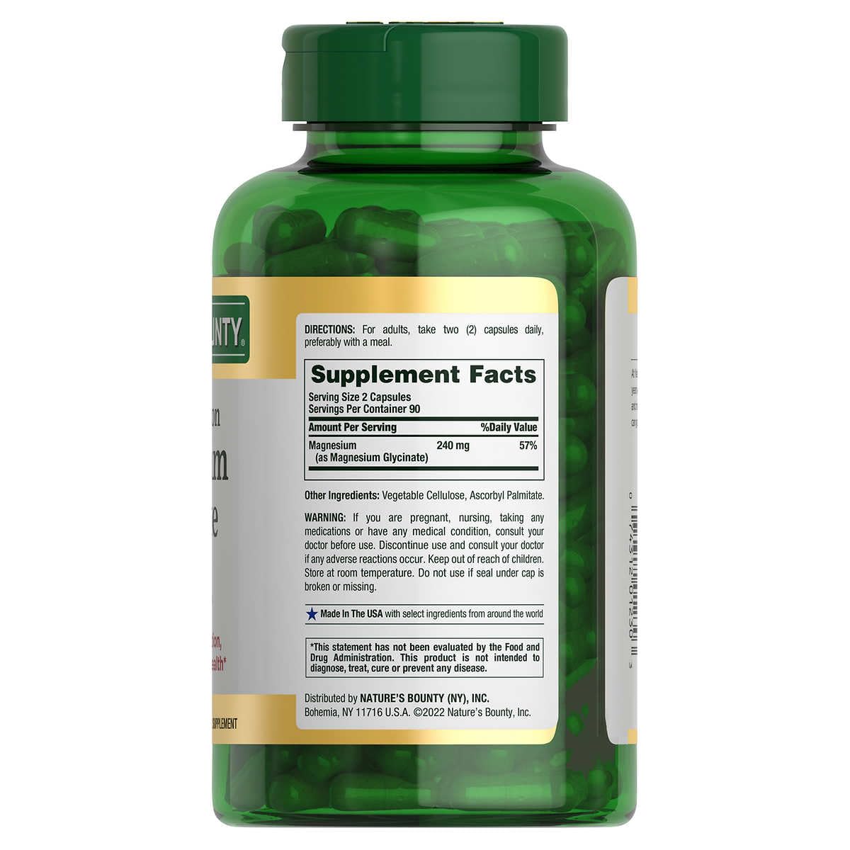 Nature's Bounty High Absorption Magnesium Glycinate 240mg | Supports Muscle Relaxation | Supports Bone, Heart, and Nerve Health | 180 Capsules; Exp 09/2027 -SQUEEZED DURING SHIPPING TO NIGERIA-See last picture