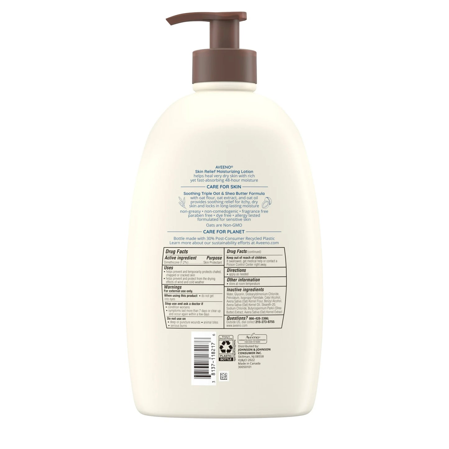 Aveeno Skin Relief Moisturizing Body Lotion | Helps Heal Very Dry Skin | Soothing Relief for Itchy Dry Skin | Fragrance Free ~ 33fl.oz/975ml