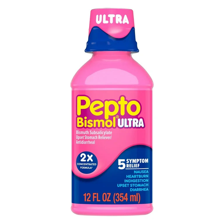 Pepto Bismol Ultra Bismuth Subsalicylate Upset Stomach Reliever/Anti-Diarrheal Liquid | Coats Stomach & Provides Fast Relief from Nausea, Heartburn, Indigestion, Upset Stomach & Diarrhea | Original Flavor ~12oz/354ml; Exp 07/2026
