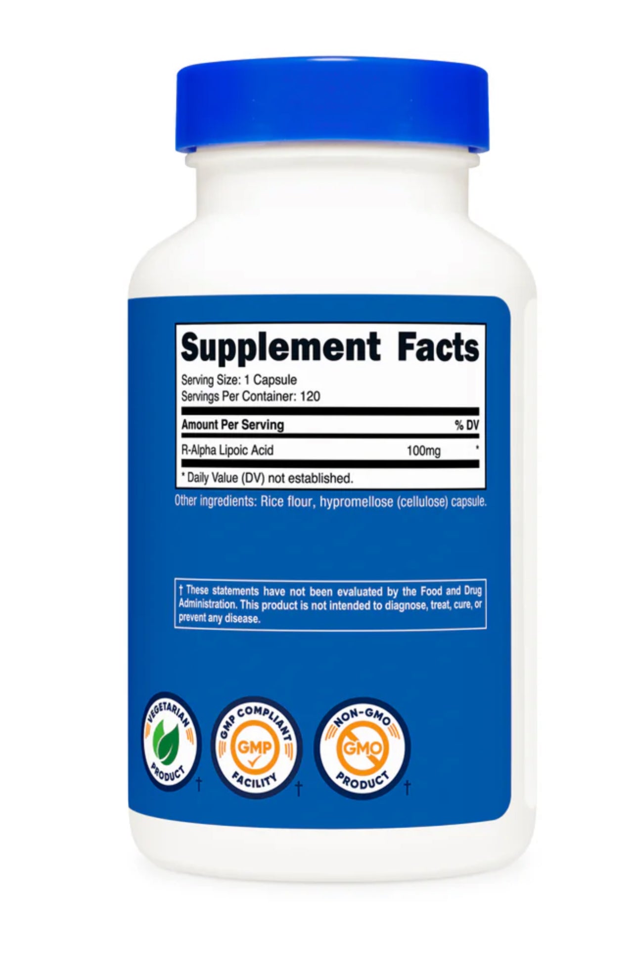 Nutricost R-Alpha Lipoic Acid 100mg | R-ALA | Helps Maintain Blood Sugar Levels | 120 Capsules; Exp 01/2028