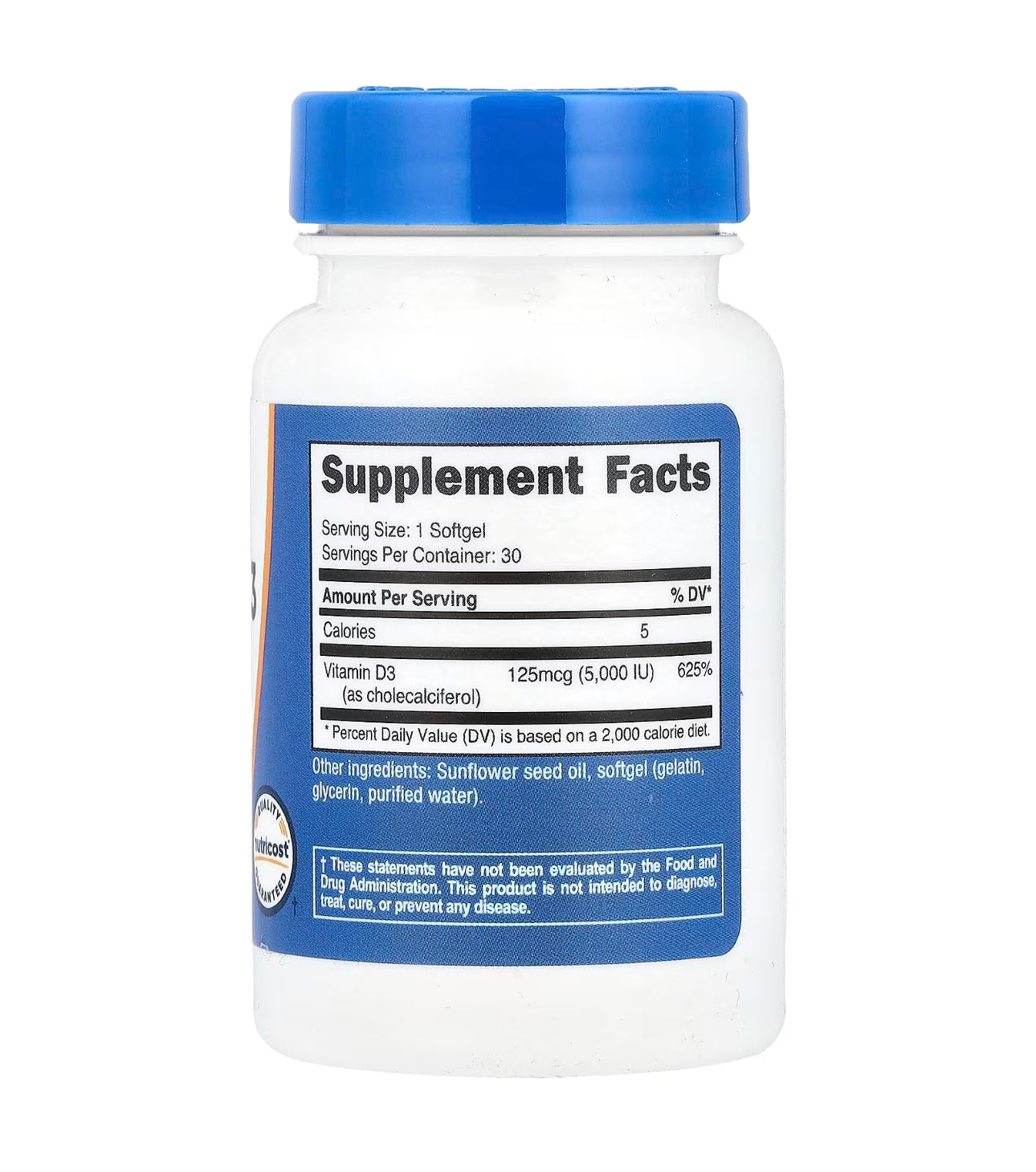 Nutricost Vitamin D3 5000iu (125mcg) | Supports Immune, Bone and Hormonal Health | 30 Softgels; Exp 07/2027