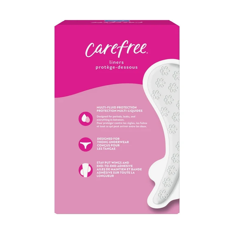 Carefree® Regular Thong Panty Liners With Wings | Multi-Fluid Protection | Flat | Unscented ~ 49 Liners