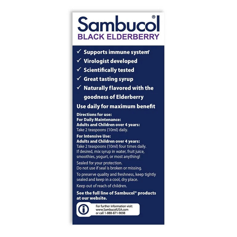 Sambucol Black Elderberry Original Immune Support Syrup - 4oz/120ml Exp 8/2025